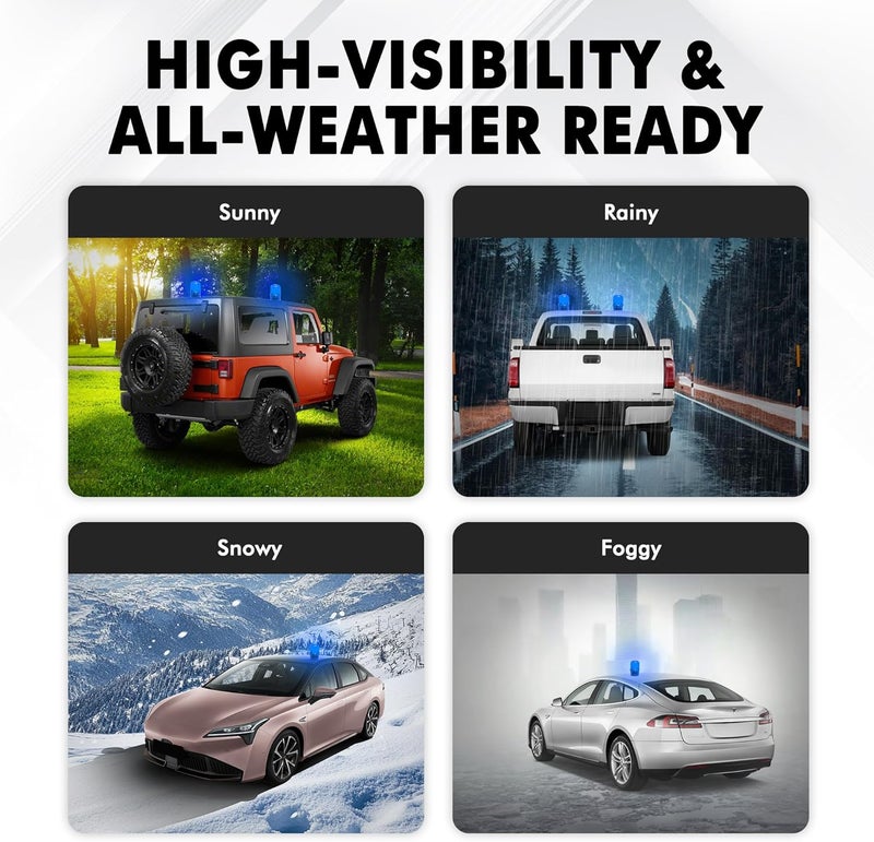 ELLUMIN 6" Rotating Flashing Light, Blue LED Strobe Rotating Beacon Light with Magnetic Base for Vehicle Forklift Truck Tractor Golf Carts UTV Car Bus and Club Party Show Bar(Blue, 2 Pack - Image 5